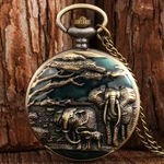 Vintage Bronze Vivid Elephant Engraving Quartz Pocket Watch Pendant Clock Gift. Fixed Price $15.99.
