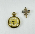 Arnex Women Incabloc 17-JEWEL Pocket Watch Fluer De Lis Pin Set Vintage. Fixed Price $65.00.