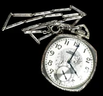 Art Deco 1927 Elgin 18K White Gold Filled 12S Pocket Watch With Chain 477 Runs. Fixed Price $520.00.