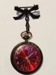 Antique 19TH C. Vibrant Red Guilloche Enamel Dial Ladies Swiss Pocket Watch Pin. Fixed Price $250.00.